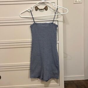 Zara navy and white spaghetti strap navy romper size small